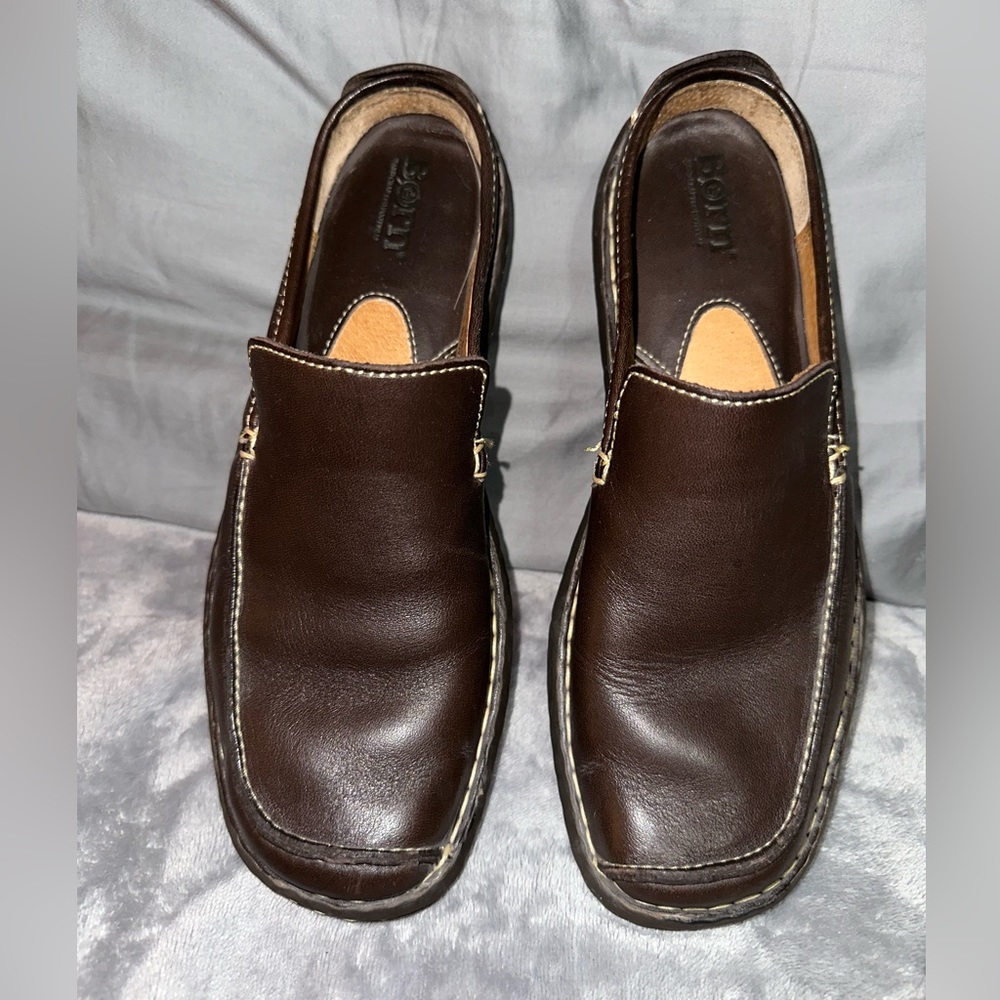 Born Brown Leather Clogs Size 6.5 - Picture 8 of 9